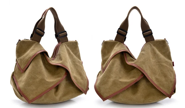 Fashion elegent lady hobo tote bags vintage weekend canvas shoulder handbags