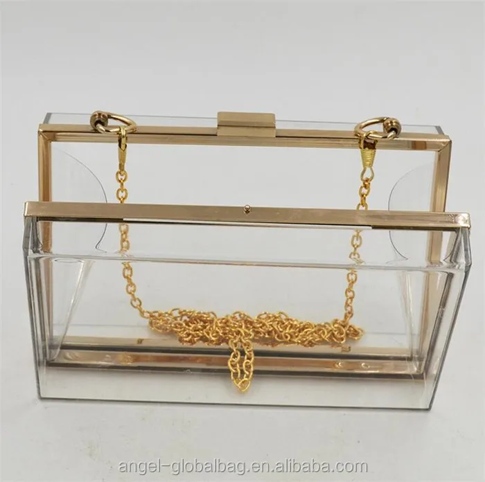 custom wholesale fashion elegant clear women acrylic box clutch
