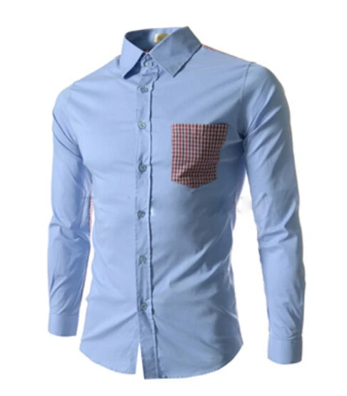 2015In the summer of, the British fashion style splicing men long sleeve shirt, cultivate one's morality leisure free shipping