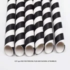 SR 100pcs 0.4'' Wide 9 Inch 4 layers Pointed Black Stripe Diagonal Cut One Side Sharp Big Thick Iced Blended Paper Straws