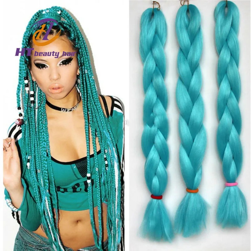 22inch Expression Hair Braids Green Synthetic Crochet Braids Hair Heat