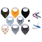 Cotton Baby Bandana Drool Bibs with Teether Infant Triangle Baby Bibs White Plain, Baby Bibs Pack