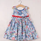 High quality sleeveless party dress boutique floral print girls fancy dress