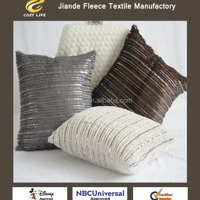 cushion and pillows customized shiny line white grey brown