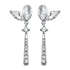 Tonglin 925 silver latest hot sale leaf shaped dangler earring high quality cz micro pave drop earrings women accessories