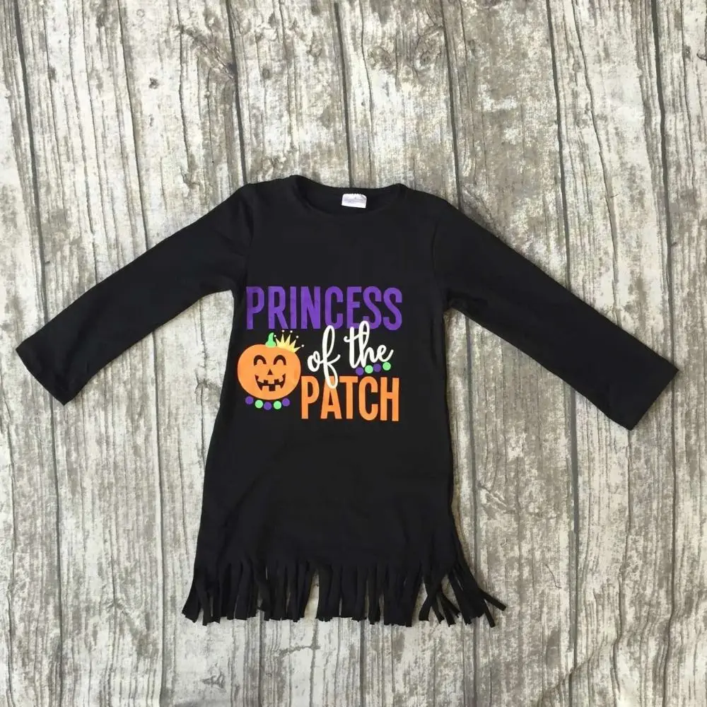 baby girls punpkin dress girls Halloween Tassels dress children kids princess of the patch dress long sleeve Fall Tassels dress