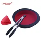 Amazon hot 2019 dishwasher safe silicone food tong mitts double color round cake pan bakeware set for baking