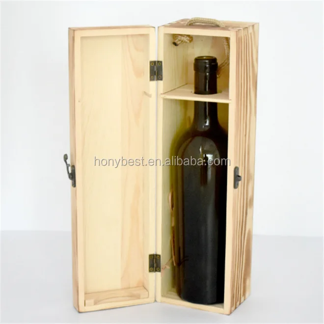 antique timber pine wooden single wine glass box with small
