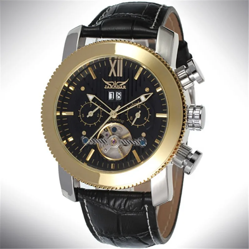 New Fashion Cool JARAGAR Watches Men Luury Brand Sports Military Automatic Mechanical Tourbillion Wristwatches Leather Strap