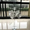 Best selling 80cm tall large candelabra crystal home decorative candle holder with glass 5 heads hurricane