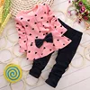 Baby Girl clothes set boutique kids clothing set with bow tollder outwear long sleeve polka dot clothing