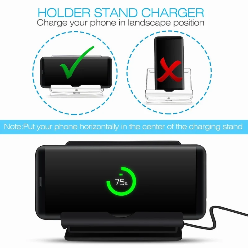 Portefeuille Fast Wireless Charger Stand Aluminum Universal Phone QI Wireless Charging for iPhone 8 X Plus Samsung Galaxy S8 S7 (3)