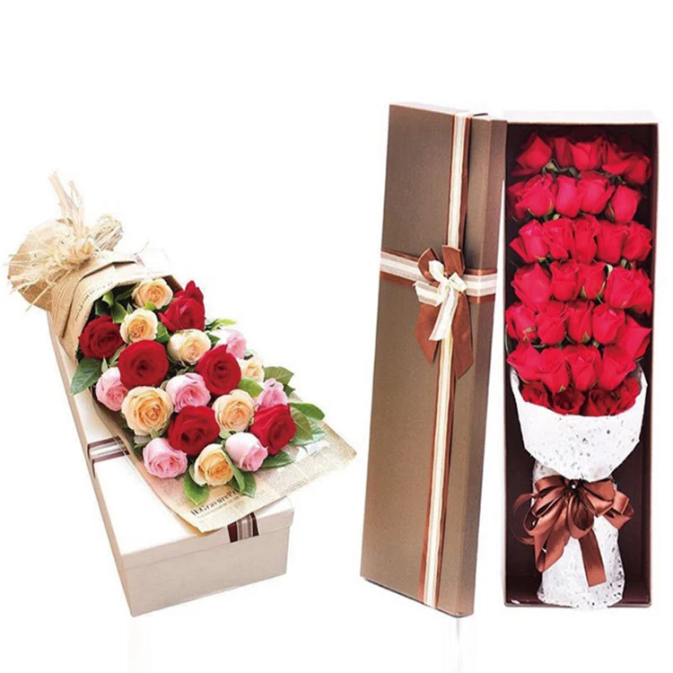 paper gift roses packaging flower boxes set with ribbon