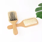 Professional custom massage head paddle wooden hair brush for long hair