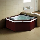 BS-60503C Wooden panel triangle freestanding whirlpool deluxe hydrotherapy massage bathtub