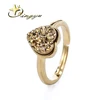 2019 new year fashion druzy ring love heart shape 24k gold color ring