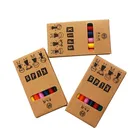 Stationery school kids using colored crayon sets