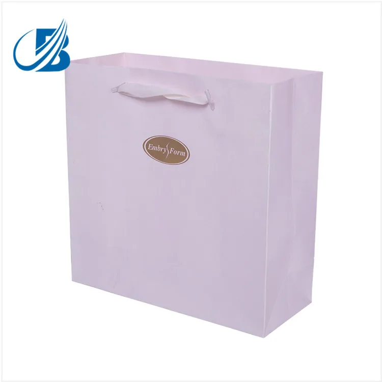 pink baby girl gift party paper bag with ribbon handle