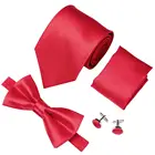 New Collection Polyester Tie Set Ready Made Mens Necktie Bow tie and Pocket Square