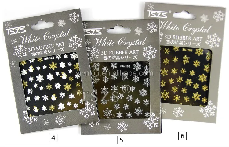 TSZS brand nail art decoration supplies snowflakes design vinyl nail sticker