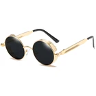Hot sale vintage sun glasses men women round metal frame retro sunglasses