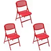 3-Pack Comfortable Red Plastic Mesh Folding Chair Stackable For Banquet Wedding Party Garden Patio
