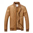 European plus size stand collar slim mans PU leather jacket coat