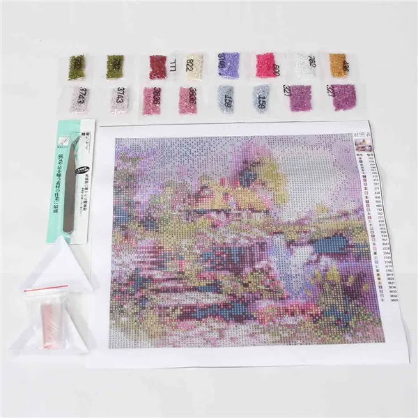 Modern Design Highlight Diamond Needlework DIY Diamond Painting Kit 3D Diamond Cross Stitch Plants Embroidery 25*25cm B003