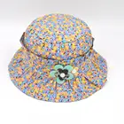 Kid children fashion small flower printed fabric ruffle brim Bucket hat kids summer
