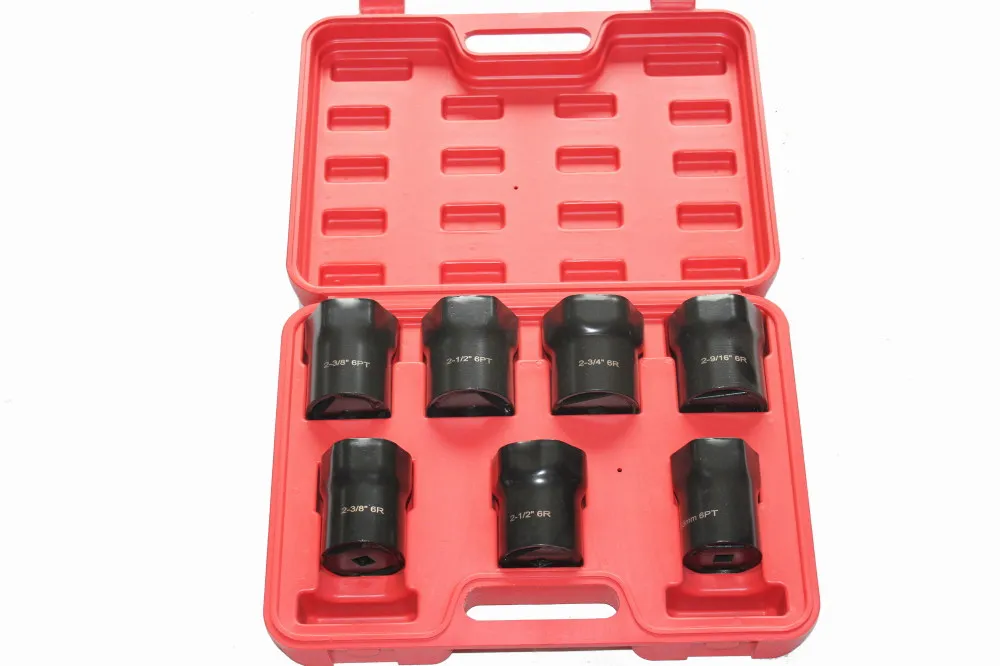 4x4 Axle Bearing Lock Nut 7pc Socket Wrench Set Case Locknut Wheel
