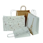 YTbagmart Famous Brand Recyclable Handle Custom Logo Print Gift Shopping White Brown Kraft Paper Bags