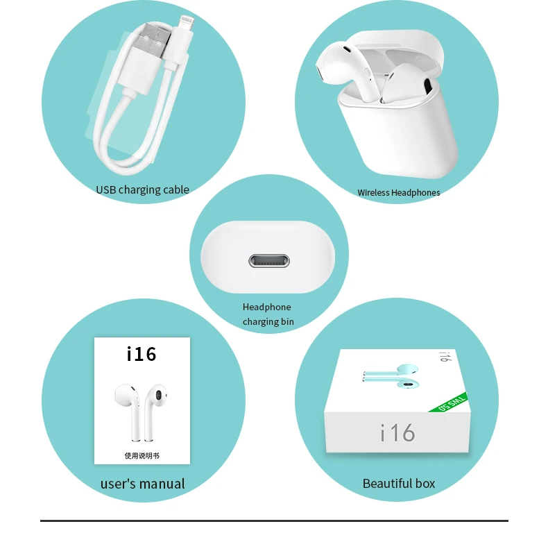 i16 tws 5.0 earphones with charge box tws wireless earbuds - ANKUX.COM