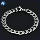 Jewelry Chain Bracelet Europe Men's Gold Punk Jewelry Stainless Steel Cuban Chain Bracelet Link In Stock