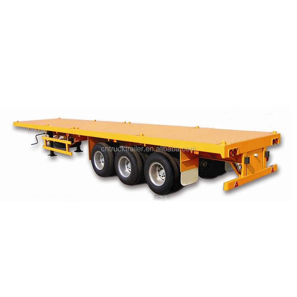 semitrailer,semi-trailer triple axles container flatbed semi trailer with mechanical