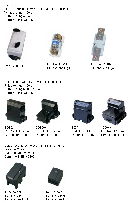 Hrc Fuse Base Cutout Holder 32a 63a And 550v 415v Use With Fuse Links