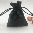 Custom Black Leather Drawstring Jewelry Pouch