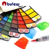 42 colors fan shape diy watercolor paint set with water brush pen