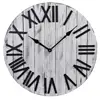 White Rustic Wood Farmhouse Silent Large Decorative Wall Clock