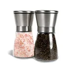 Mini hand manual glass metal jar salt acrylic pepper grinder mills