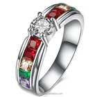 Multicolored Zirconium Stone Studded Titanium Ring