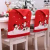 Cheap Christmas chair back cover decor red snowman hat red festival chair cover for wedding party