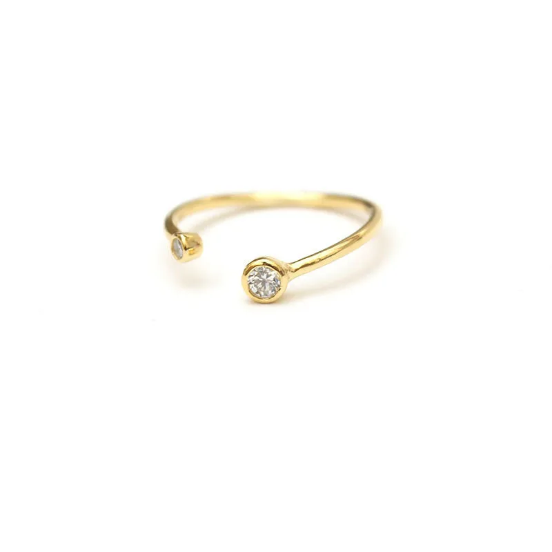 High Quality Gold Color Nature Zircon on Two End Adjustable Ring