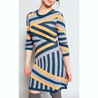 WOMEN'S 30% EXTRAFINE MERINO WOOL 35% VISCOSE 35% NYLON Intarsia stripe sweater Dress