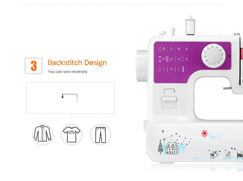 Mini Household Sewing Machine with 12 Different Stitches EU US Plug Adjustable Speed USB Socket 3 Color Sewing Machine for Home05