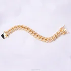 top brands 925 sterling silver mens bracelet 18k gold cuban cz link chain bracelet bangles for boys
