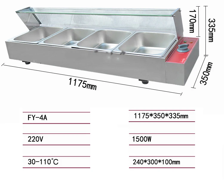 Benchtop Equipment Buffet Stainless Steel Bain Marie Food Warmer with 4 Pots