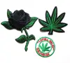 Black rose patch , Marijuana Weed Green Leaf patch , lopell relief columbian patch DIY Applique Embroidery Iron on Patch