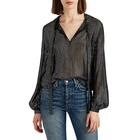 Plus Size Shirts Women Striped Silk Tieneck Chiffon Blouse