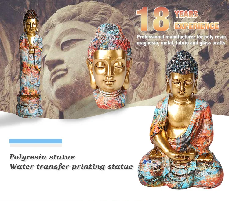 water transfer painting home decor buddha head statue, wholesale