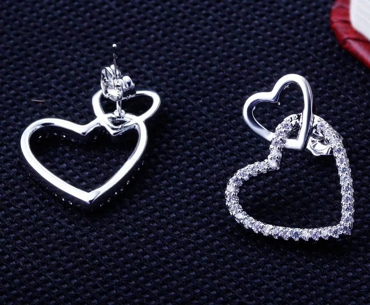 romantic love gift platinum plated cz jewelry heart shape